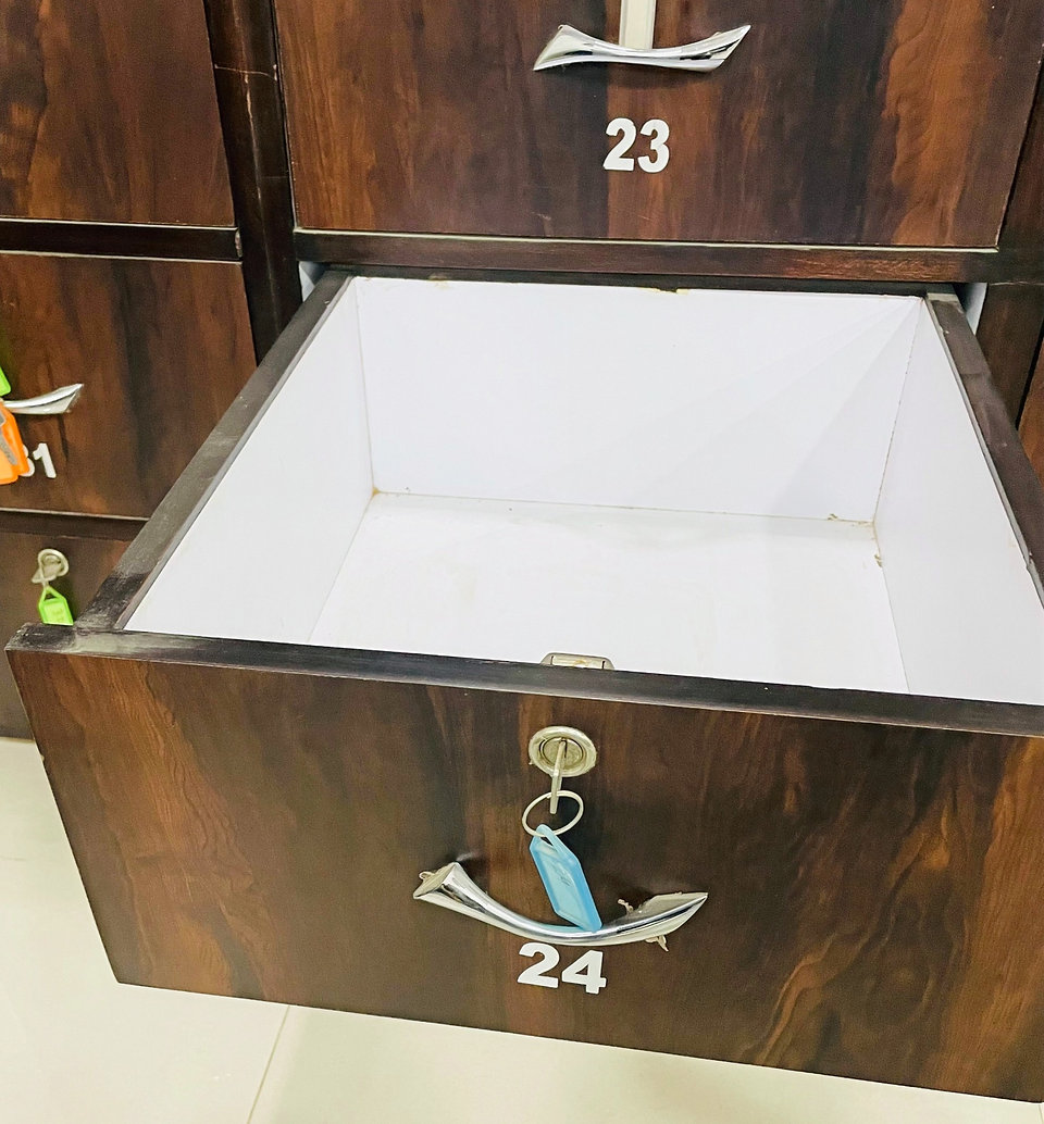 Personal lockers numbered 23 and 24 with keys