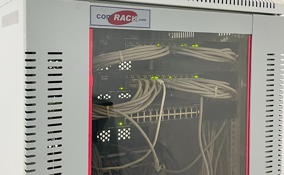 Cisco network rack with structured cabling